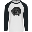A Hedgehog Drawing Mens L/S Baseball T-Shirt White/Black
