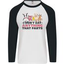 Anything That Farts Funny Vegan Vegetarian Mens L/S Baseball T-Shirt White/Black