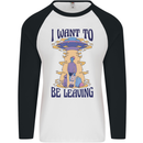 Alien UFO I Want to Be Leaving Mens L/S Baseball T-Shirt White/Black