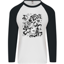 Dark Magic Black Voodoo Magic Mushrooms Mens L/S Baseball T-Shirt White/Black