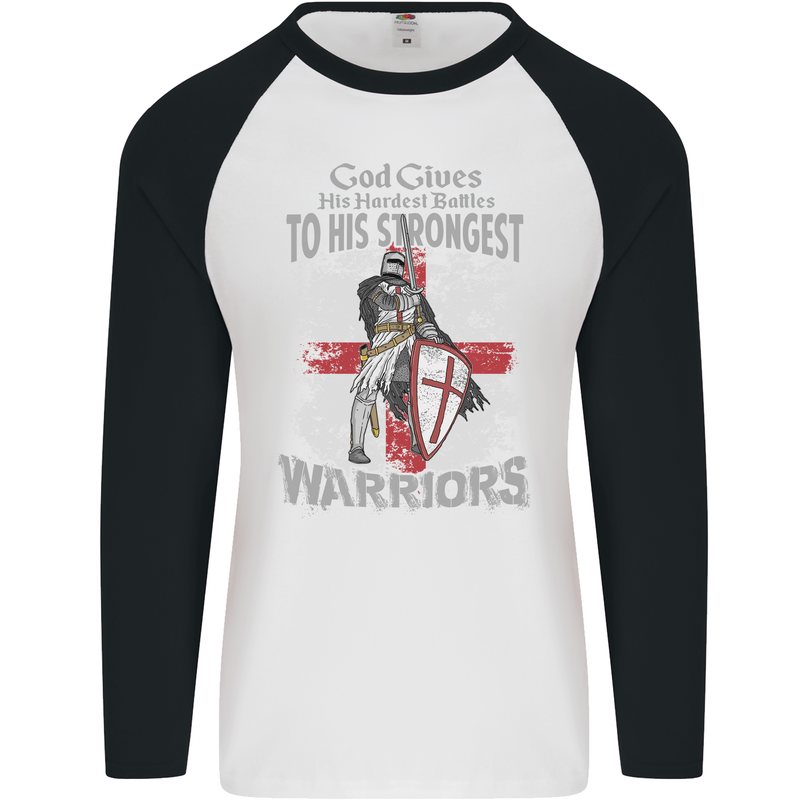 St George Warriors Mens L/S Baseball T-Shirt White/Black