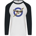 Spitfire MOD RAF WWII Fighter Plane British Mens L/S Baseball T-Shirt White/Black