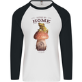 Nature My Home Mushroom Frog Mens L/S Baseball T-Shirt White/Black