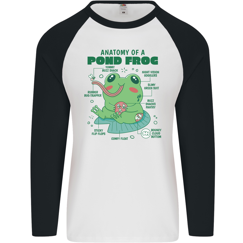 Anatomy of a Frog Funny Mens L/S Baseball T-Shirt White/Black