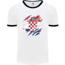 Torn Croatia Flag Croatian Day Football Mens Ringer T-Shirt White/Black