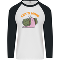 Let's Hike Funny Slug Trekking Walking Mens L/S Baseball T-Shirt White/Black