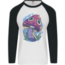 Trippy Magic Mushroom LSD Mens L/S Baseball T-Shirt White/Black