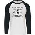 Three Fish Sizes Funny Fishing Fisherman Mens L/S Baseball T-Shirt White/Black