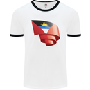 Curled Antigua and Barbuda Flag Day Football Mens Ringer T-Shirt White/Black
