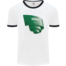 Curled Saudi Arabia Flag Arabian Day Football Mens Ringer T-Shirt White/Black