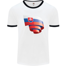 Curled Slovakia Flag Slovakia Day Football Mens Ringer T-Shirt White/Black