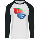Curled Eritrean Flag Eritrea Flag Day Football Mens L/S Baseball T-Shirt White/Black