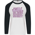 A Hippo Sleeping Shirt Hippomotamus Mens L/S Baseball T-Shirt White/Black