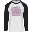 A Hippo Sleeping Shirt Hippomotamus Mens L/S Baseball T-Shirt White/Black