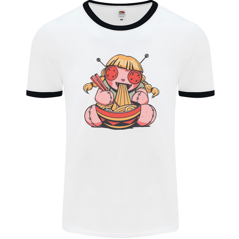An Anime Voodoo Doll Mens Ringer T-Shirt White/Black