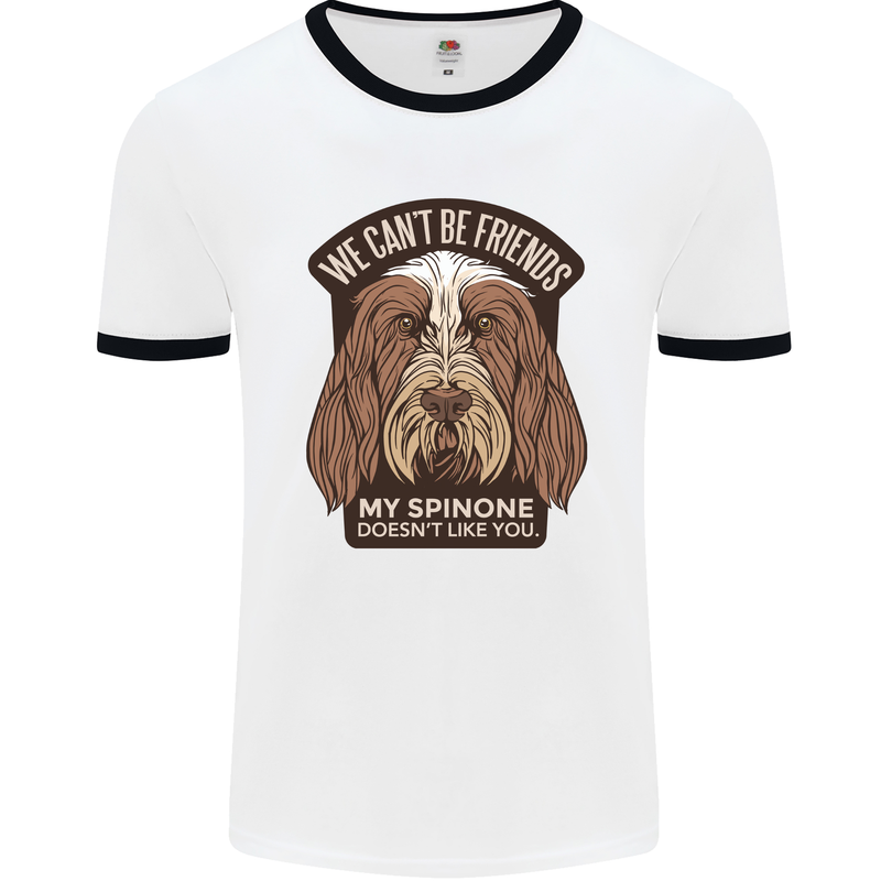 My Spinone Doesnt Like You Funny Dog Mens Ringer T-Shirt White/Black