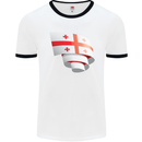Curled Georgia Flag Georgian Day Football Mens Ringer T-Shirt White/Black