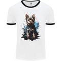 Yorkshire Terrier Splash Yorkie Dog Mens Ringer T-Shirt White/Black