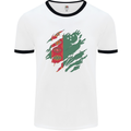 Torn Turkmenistan Flag The Turkmen Day Football Mens Ringer T-Shirt White/Black