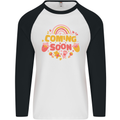 Coming Soon New Baby Pregnancy Pregnant Mens L/S Baseball T-Shirt White/Black