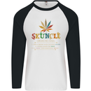 Skuncle Uncle That Smokes Weed Funny Drugs Mens L/S Baseball T-Shirt White/Black