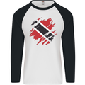 Torn Trinidad and Tobago Day Football Mens L/S Baseball T-Shirt White/Black