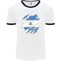 Torn Nicaragua Flag Nicaraguan Day Football Mens Ringer T-Shirt White/Black