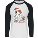 Christmas Beagle Funny Dog Xmas Mens L/S Baseball T-Shirt White/Black