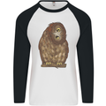 A Funny Owl Mens L/S Baseball T-Shirt White/Black