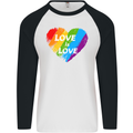 LGBT Love Is Love Gay Pride Day Awareness Mens L/S Baseball T-Shirt White/Black