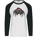 Christmas Tarantula Funny Xmas Hat Spider Mens L/S Baseball T-Shirt White/Black