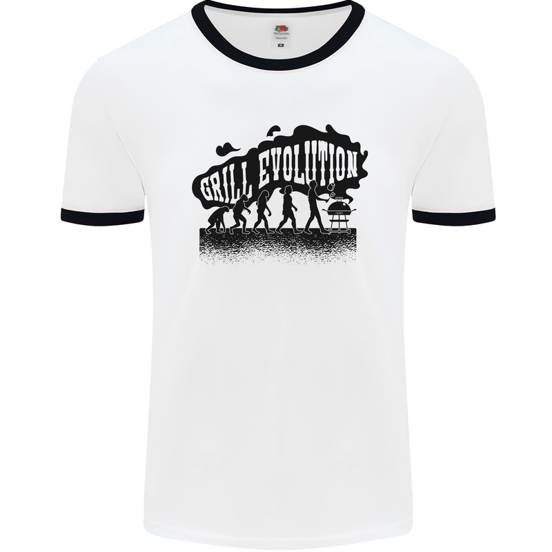 Grill Evolution Funny BBQ Braai Mens Ringer T-Shirt White/Black