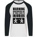 Warning Tools DIY Tradesman Carpenter Mens L/S Baseball T-Shirt White/Black