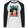 Equestrian Horse Riding My Wild Heart Mens L/S Baseball T-Shirt White/Black