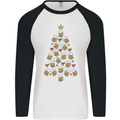 Beer Christmas Tree Mens L/S Baseball T-Shirt White/Black