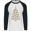 Beer Christmas Tree Mens L/S Baseball T-Shirt White/Black