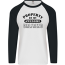Property of My Awesome Girlfriend Funny Mens L/S Baseball T-Shirt White/Black