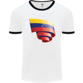 Curled Venezuela Flag Venezuelans Day Football Mens Ringer T-Shirt White/Black