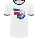 Curled Dominican Republic Flag Dominicanos Day Mens Ringer T-Shirt White/Black