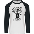 Acoustic Guitar Tree Roots Guitarist Music Mens L/S Baseball T-Shirt White/Black