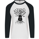 Acoustic Guitar Tree Roots Guitarist Music Mens L/S Baseball T-Shirt White/Black