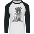 A Happy Pug Funny Dog Funny Mens L/S Baseball T-Shirt White/Black