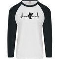 Pigeon Hunting Heart Beat ECG Hunter Mens L/S Baseball T-Shirt White/Black