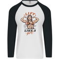 Lift Like a Girl Female Bodybuilding Mens L/S Baseball T-Shirt White/Black