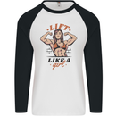 Lift Like a Girl Female Bodybuilding Mens L/S Baseball T-Shirt White/Black