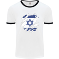 Torn Israel Flag Israeli Day Football Mens Ringer T-Shirt White/Black