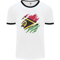 Torn Vanuatu Flag Day Football Mens Ringer T-Shirt White/Black