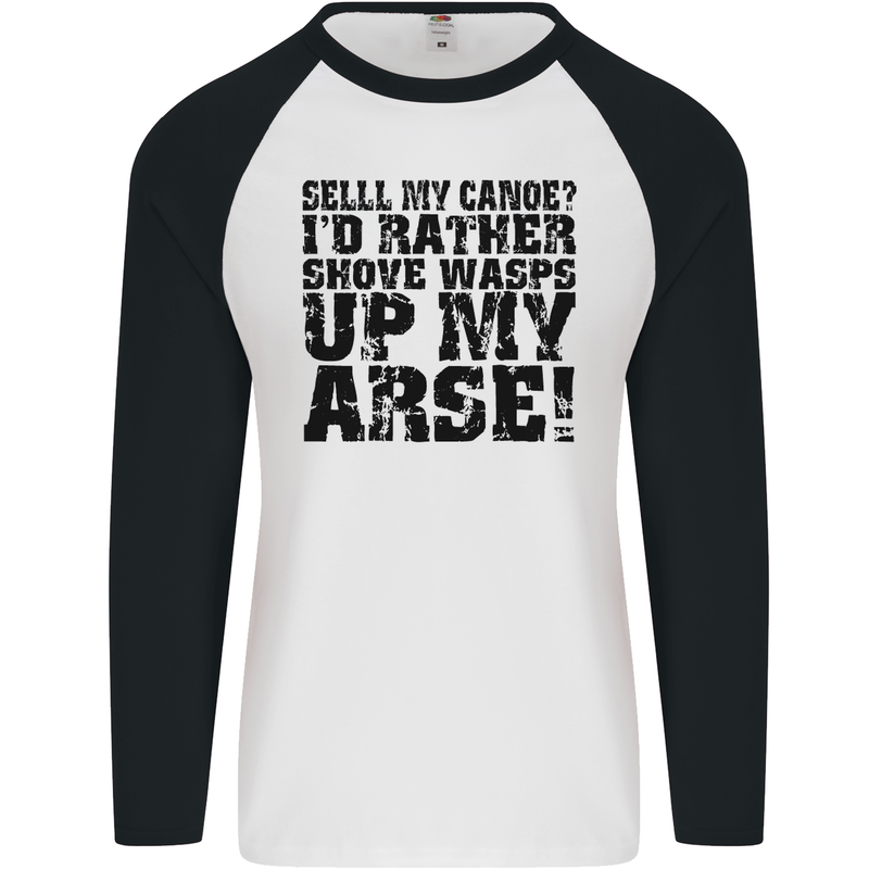 Sell My Canoe? Funny Canoeing Mens L/S Baseball T-Shirt White/Black