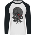 Crying Blood Skull Mens L/S Baseball T-Shirt White/Black