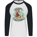 Hoppy Christmas Funny Kangaroo Xmas Mens L/S Baseball T-Shirt White/Black